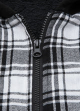 Men's Sherpa Lined Full Zip Up Flannel Plaid Hooded Jacket