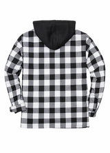 Men's Thicken Plaid Hooded Flannel Shirt Jacket with Quilted Lined