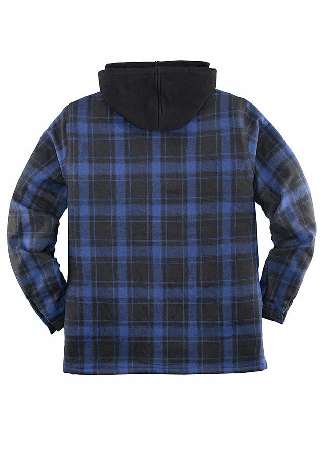 Men's Thicken Plaid Hooded Flannel Shirt Jacket with Quilted Lined