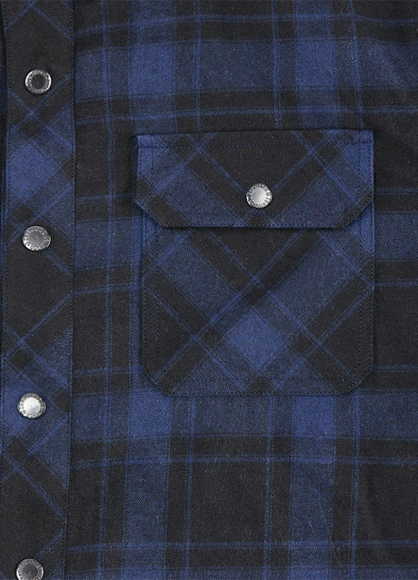 Close-up of the pocket of men's thicken flannel hoodie with quilted lining