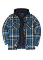 Front view of bluescape men's thicken plaid hooded flannel shirt jacket