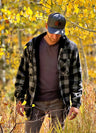 Men's Sherpa Lined Flannel Shirt Jacket with Hood,Plaid Shirt-Jac