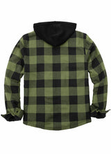 Men's Sherpa Lined Flannel Shirt Jacket with Hood,Plaid Shirt-Jac