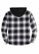 Men's Sherpa Lined Flannel Shirt Jacket with Hood,Plaid Shirt-Jac