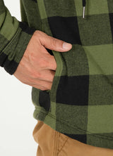 Men's Sherpa Lined Flannel Shirt Jacket with Hood,Plaid Shirt-Jac