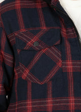 Men's Sherpa Lined Flannel Shirt Jacket with Hood,Plaid Shirt-Jac