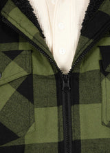 Men's Sherpa Lined Flannel Shirt Jacket with Hood,Plaid Shirt-Jac