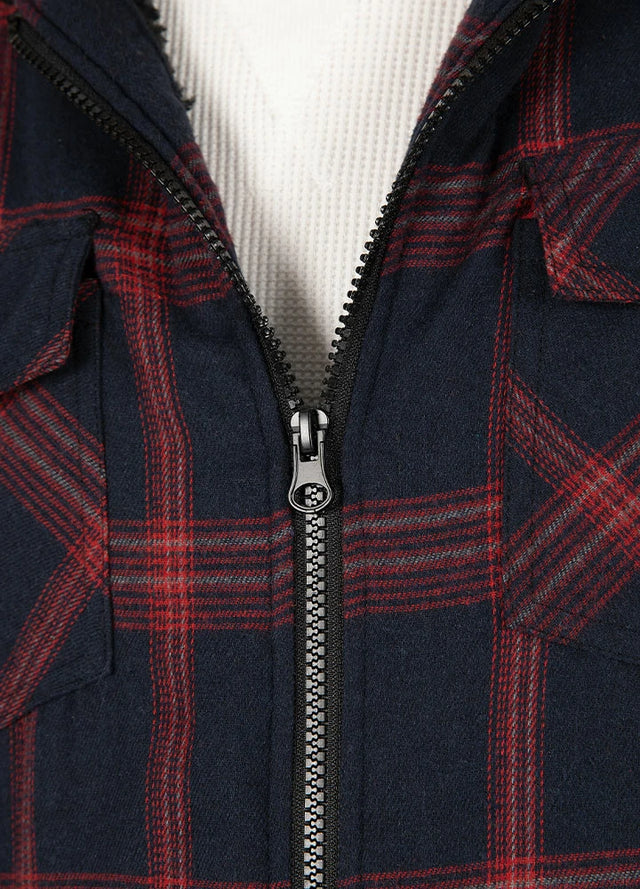 Men's Sherpa Lined Flannel Shirt Jacket with Hood,Plaid Shirt-Jac