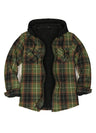 Men's Sherpa Lined Full Zip Up Plaid Flannel Hooded Jacket