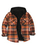 Men's Sherpa Lined Flannel Shirt Jacket with Hood,Plaid Shirt-Jac