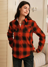 Women's Matching Family Fleece Lined Red Plaid Shacket