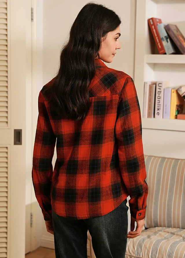 Women's Matching Family Fleece Lined Red Plaid Shacket