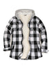 Women's Sherpa-Lined Full Zip Up Flannel Jacket with Fleece Hood