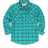 Front view of turquoise kid's long-sleeve western shirt