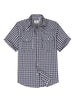 Front view of starry night men's warm snap button short sleeve western shirt