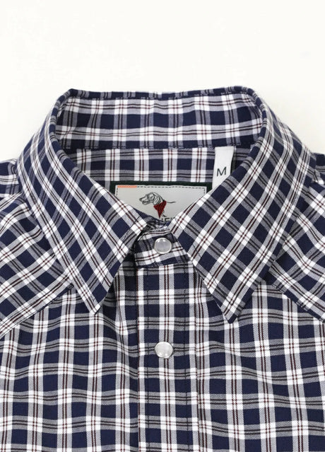 Close-up of the lapel of a starry night men's stylish western short sleeve shirt