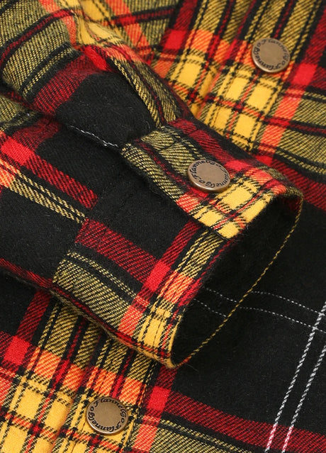 Detaied view of kid's night yellow flannel jacket with cuffs