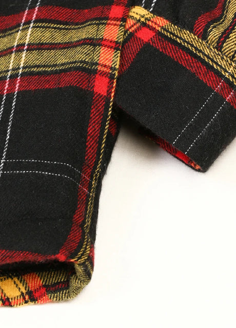 kid's flannel plaid shirt jacket with hand pocket detail