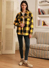 Women's Matching Family Button Up Yellow Plaid Jacket