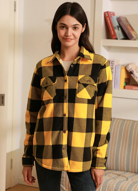 Women's Matching Family Button Up Yellow Plaid Jacket