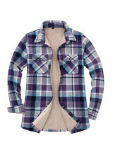 Women's Sherpa Lined Throughout Shirt Jacket Button Up Plaid Jacket