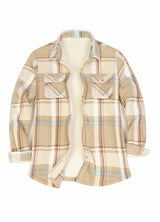 Women's Sherpa Lined Throughout Shirt Jacket Button Up Plaid Jacket