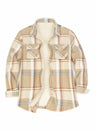 Women's Sherpa Lined Throughout Shirt Jacket Button Up Plaid Jacket