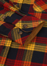 Close-up of the cuff of autumn leaf red men's cozy midweight flannel shirt 