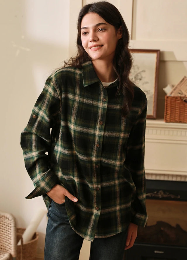 Women's Soft Flannel Shirt, Roll Up Sleeve