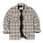 Front view of kid's dusk sherpa fleece flannel shirt jacket