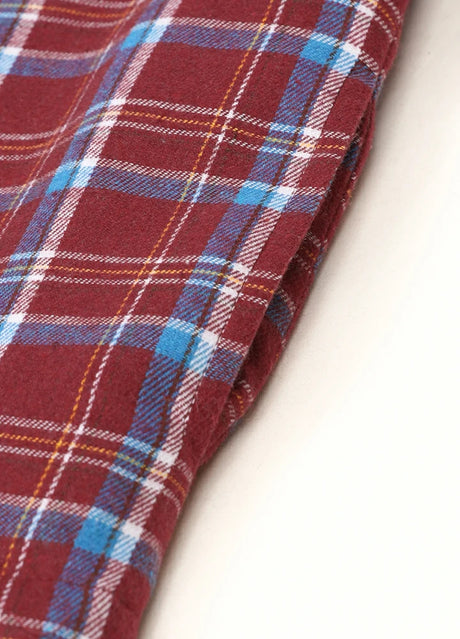 Kid's burgundy flannel jacket with hand pocket detail