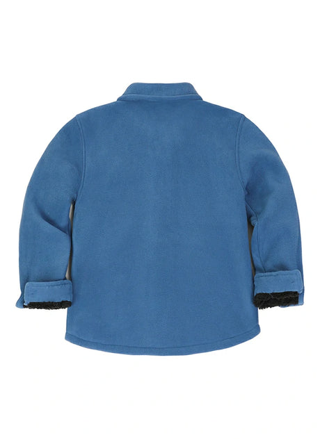 Back view of kids light blue fleece flannel shirt jacket