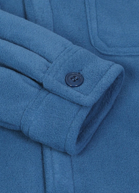 Close-up of the kids light blue flannel jacket with cuffs