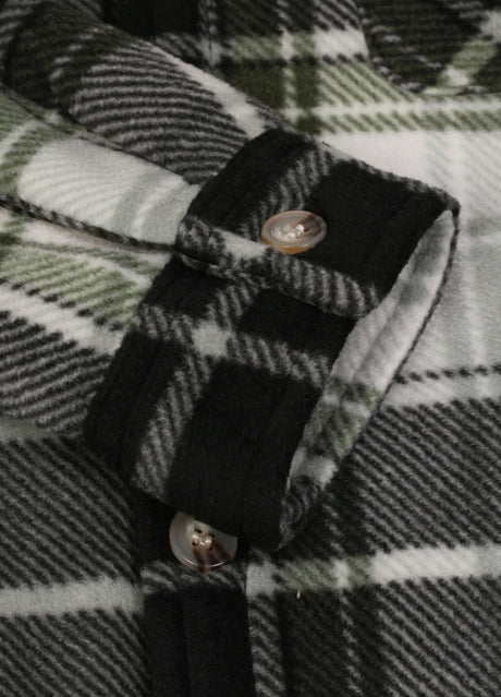 Close-up of the kids midnight dawn flannel jacket with cuffs