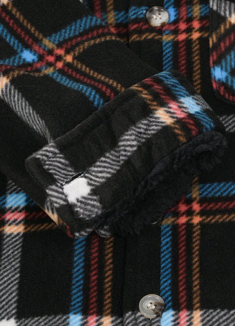 Close-up of the interior cuffs of the kids midnight sky flannel jacket