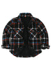 Front view of kids midnight sky fleece flannel shirt jacket