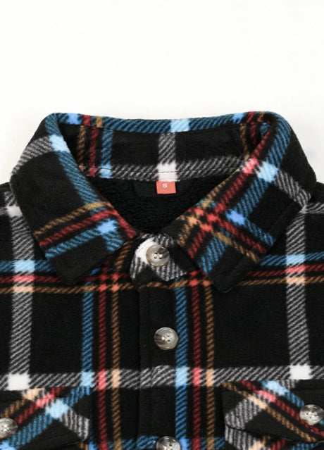 Close-up of kids midnight sky fleece shirt jacket with collar