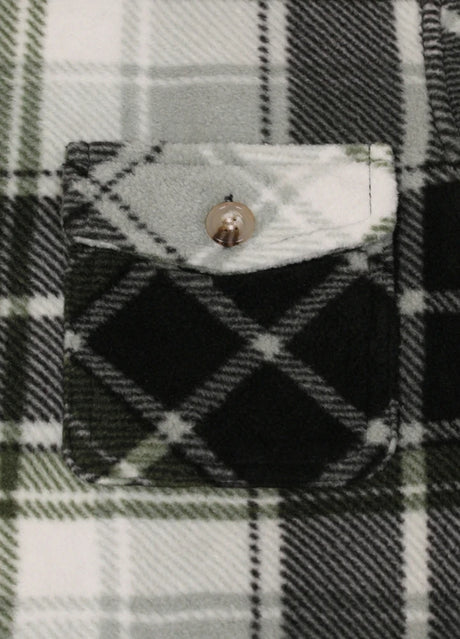 Detail of kids midnight dawn flannel jacket pocket with button