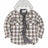 Front view of kids quilted lined hooded flannel shirt jacket