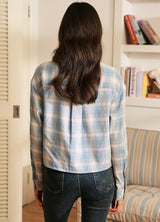 Women's Breathable Flannel Cropped Plaid Shirt