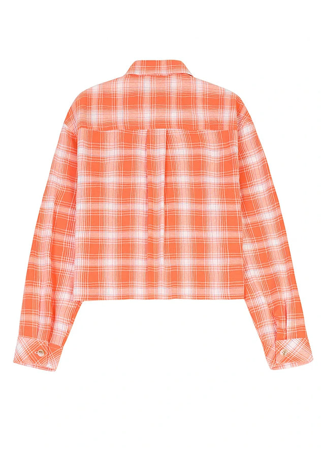 Women's Breathable Flannel Cropped Plaid Shirt