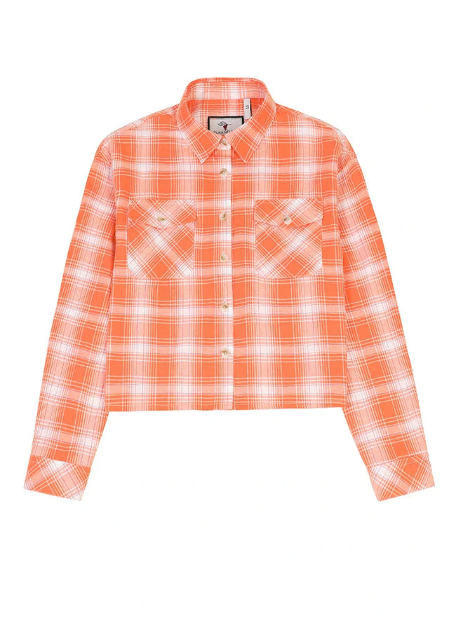 Women's Breathable Flannel Cropped Plaid Shirt