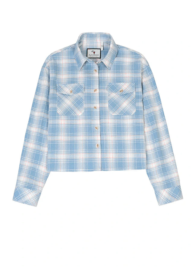 Women's Breathable Flannel Cropped Plaid Shirt