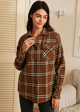 Women's Midweight Plaid Flannel Shirt,100% Cotton,8 oz