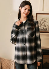 Women's Midweight Plaid Flannel Shirt,100% Cotton,8 oz