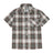 Front view of kids turquoise short sleeve flannel shirt buttoned