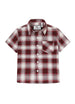 Front view of kids wine short sleeve flannel shirt