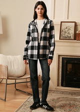 Women's Flannel Hoodie Heavyweight Chamois Shirt,100% Cotton