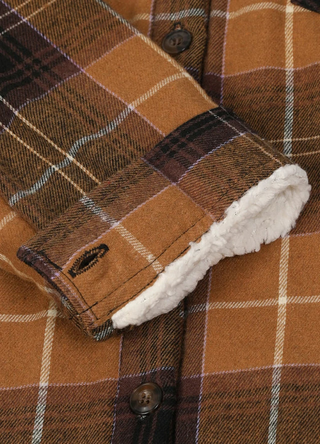 Women's Sherpa Lined Flannel Shirt Jacket,Button Down Flannel Shacket