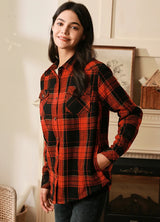 Women's Sherpa Lined Flannel Shirt Jacket,Button Down